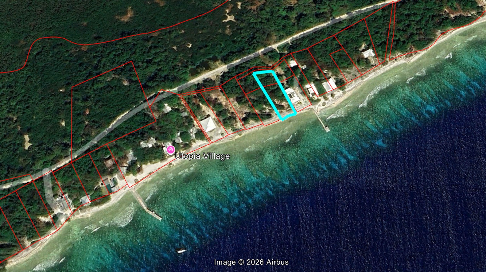 Listing ID: URE0691, Big Rock Utila, Bay Islands, HN - Big Rock oceanfront and back Lot with covered boat slip with bodega, Photo #
